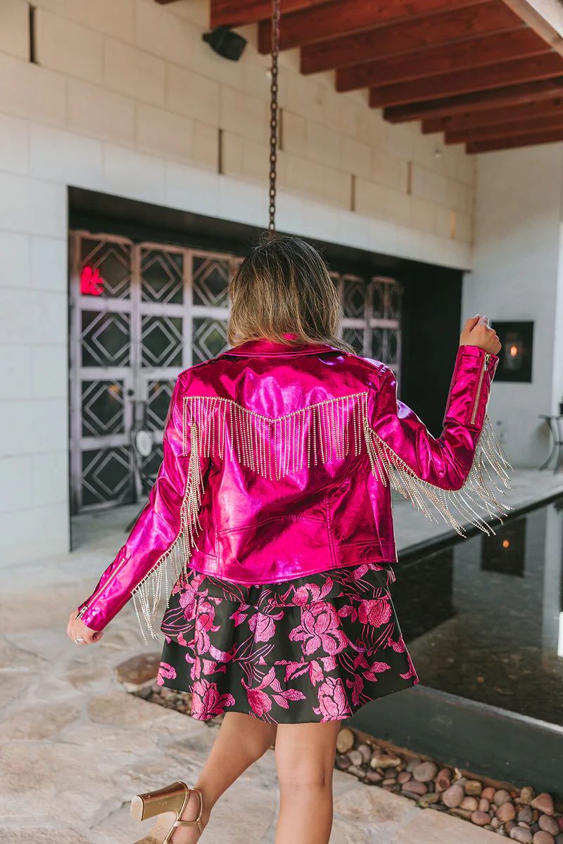 BuddyLove | Rife Crystal Fringe Metallic Jacket | Electric | BuddyLove