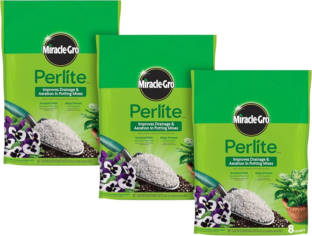 Miracle-Gro Perlite, Enriched with Plant Food, For Container Gardening, 8 qt. (3-Pack) | Amazon (US)