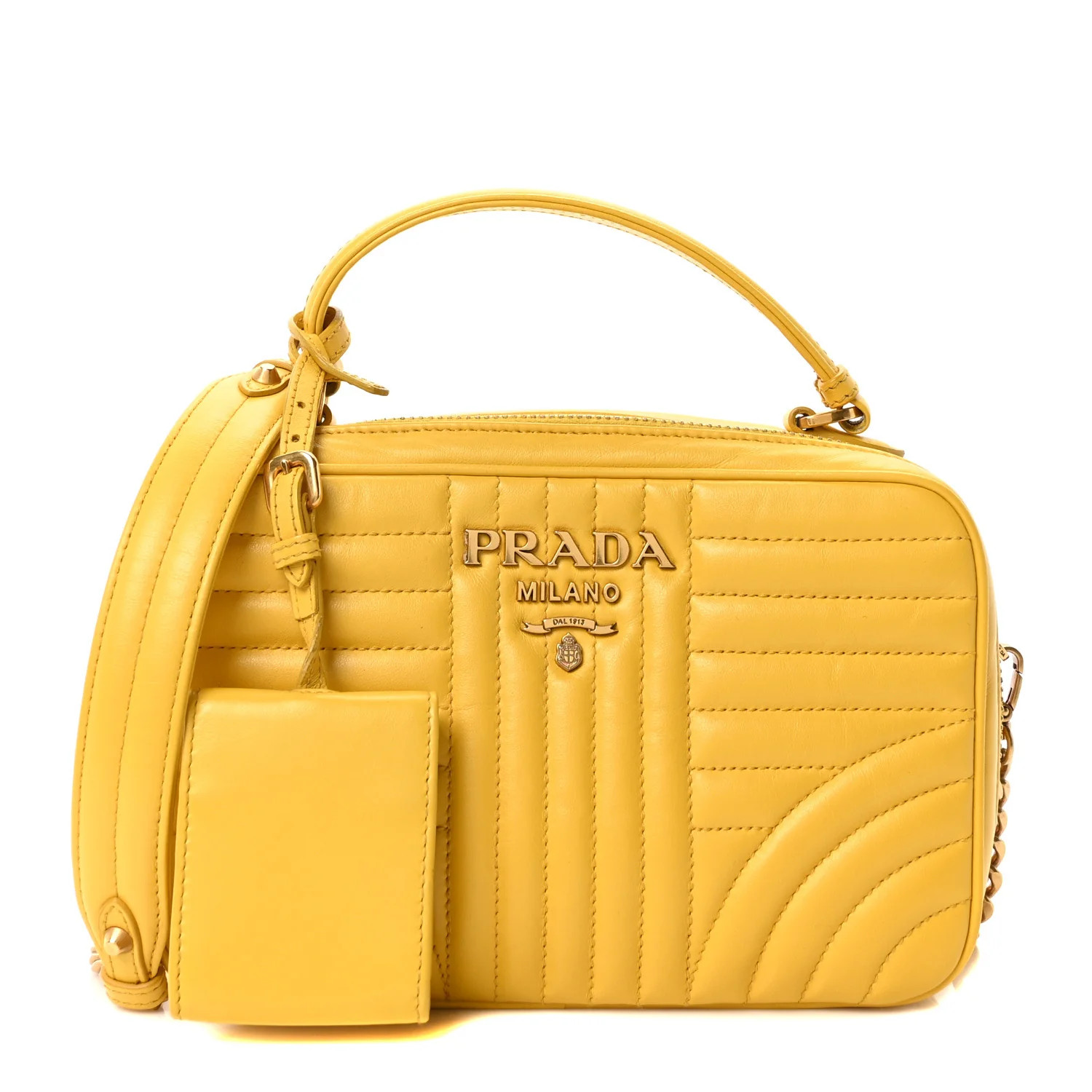 Soft Calfskin Impunture Diagramme Top Handle Chain Crossbody Bag Soleil | FASHIONPHILE (US)