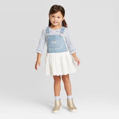 OshKosh B'gosh Toddler Girls' Eyelet Skirtall - Light Blue/White | Target
