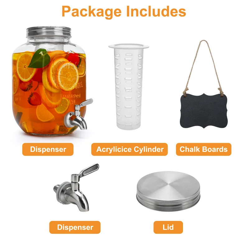 Glass Drink Dispenser for Fridge ，1 Gallon Water Laundry Detergent, Juice or Beverage Dispenser... | Walmart (US)