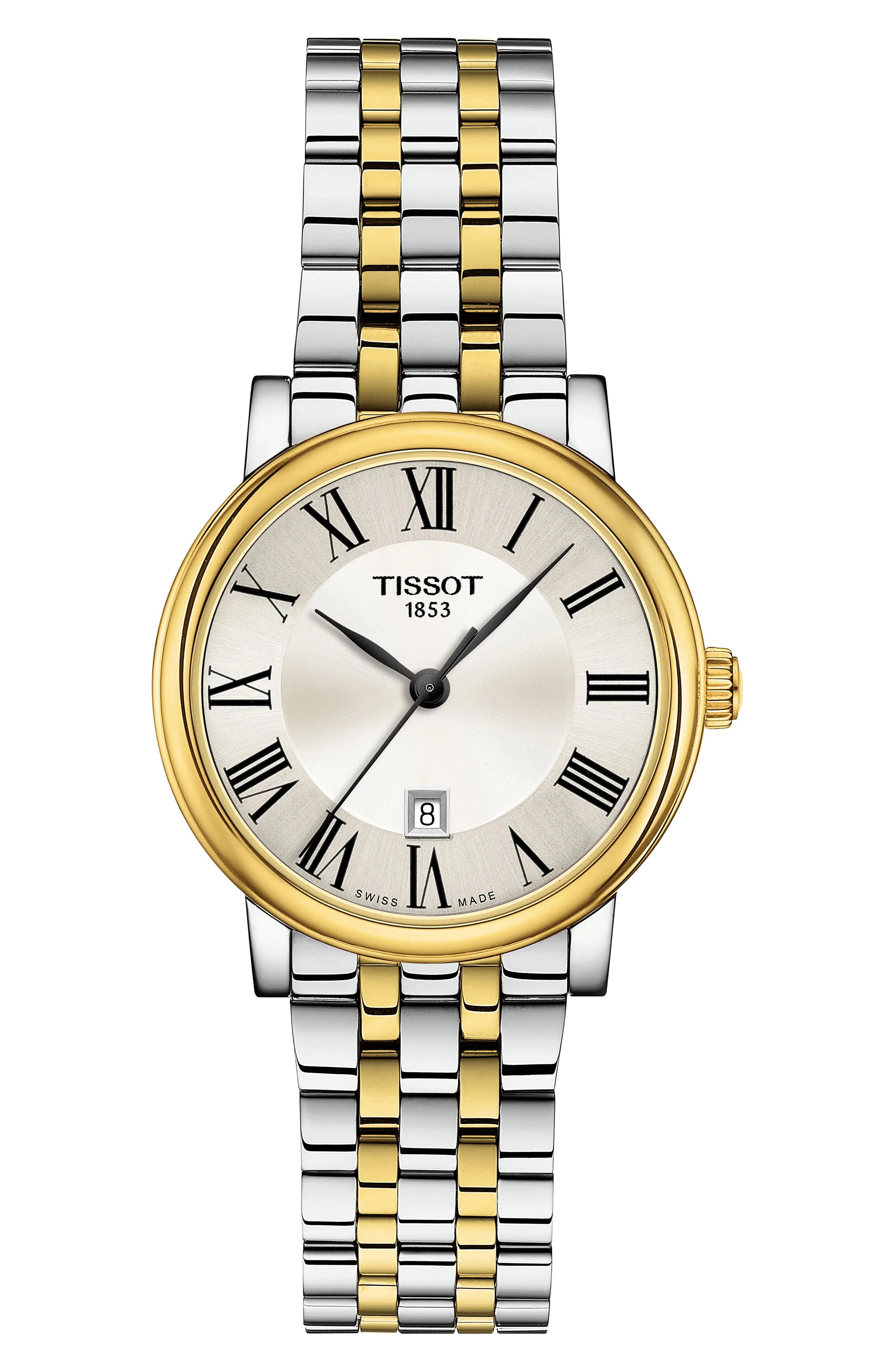 Tissot T-Classic Carson Bracelet Watch, 30mm in Silver/Gold at Nordstrom | Nordstrom