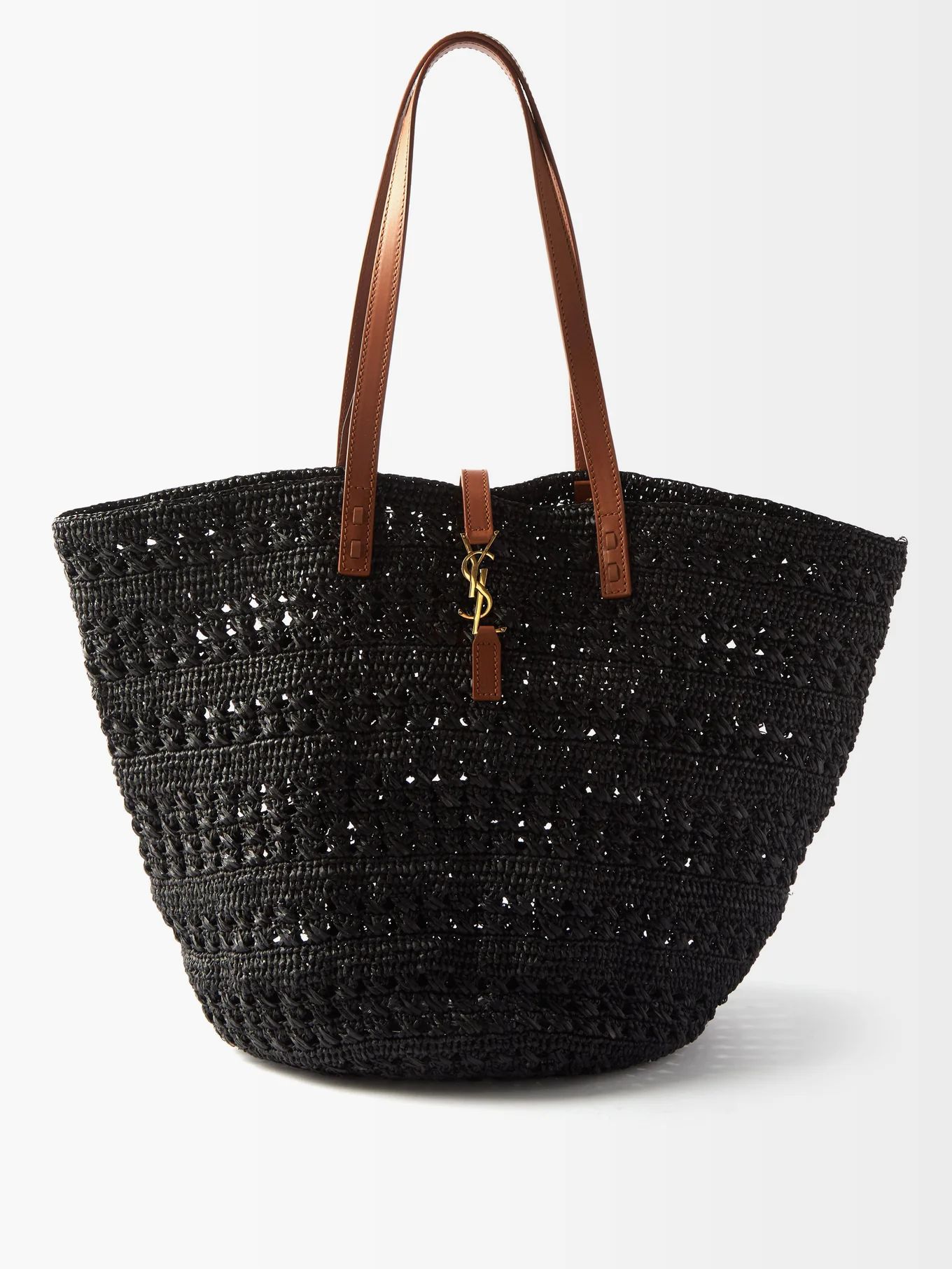 Panier YSL leather and raffia-crochet basket bag | Saint Laurent | Matches (UK)