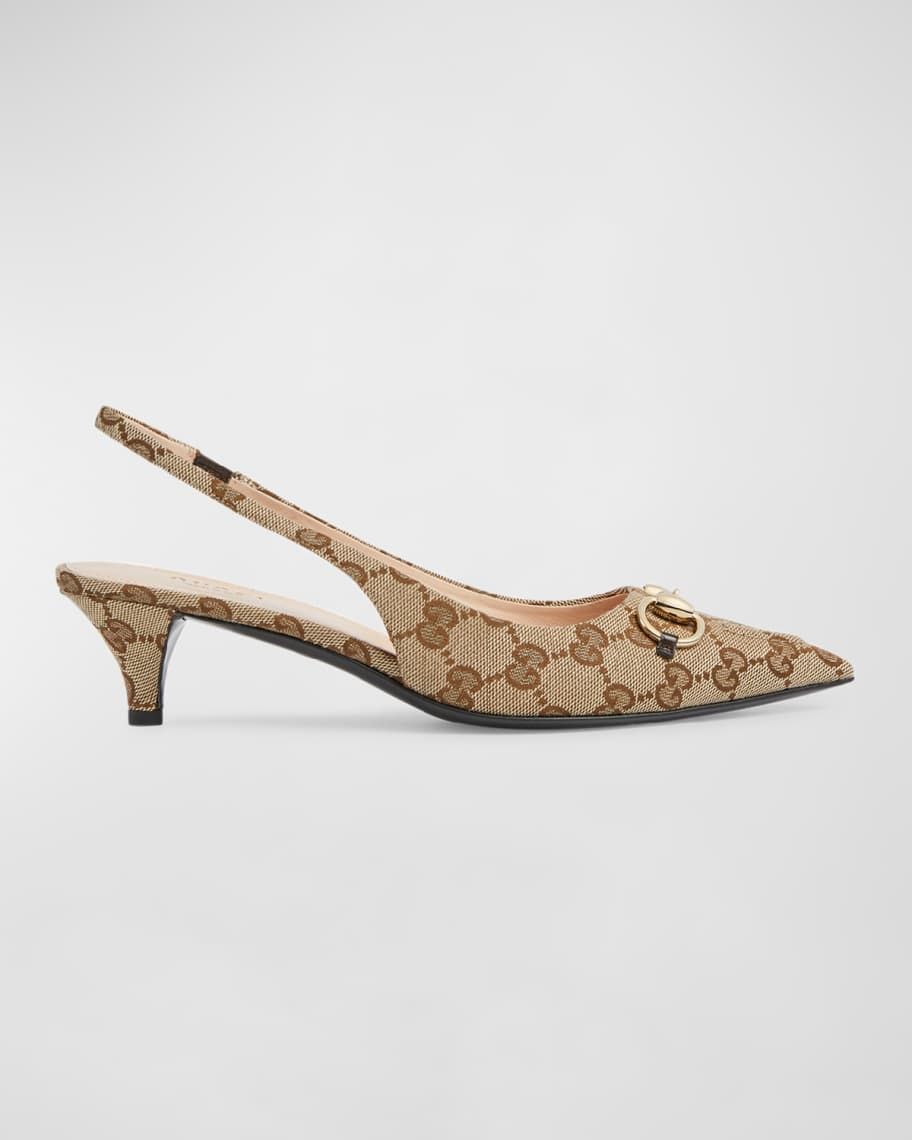 Gucci Erin GG Canvas Bit Slingback Pumps | Neiman Marcus