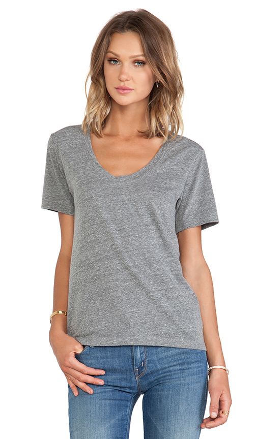 Albie Heather Grey Knit V Neck | Revolve Clothing (Global)