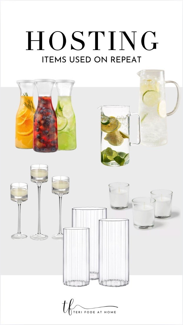 The hosting items I reach for on repeat! Juice bar carafes, brunch juice bar, hosting essentials, hostess must haves, hosting must haves, kitchen hosting staples, entertaining essentials, modern hostess, elevated everyday hosting, glass carafes, juice carafes, drink dispensers, brunch hosting ideas, candle holders, taper candle holders, layered table decor, water pitcher, infused water pitcher, tablescape essentials, entertaining at home, neutral kitchen decor, simple hosting ideas

#LTKSeasonal #LTKHome