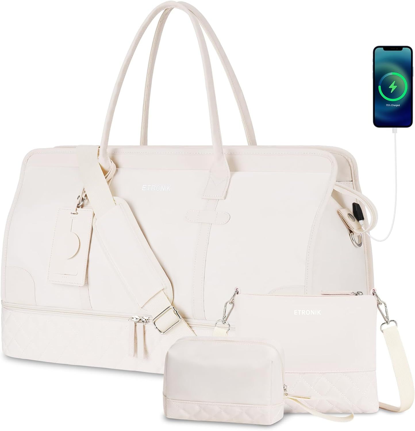 ETRONIK Weekender Bag with Crossbody Bag, Large Travel Duffle Bag with Shoe Compartment & Wet Poc... | Amazon (US)