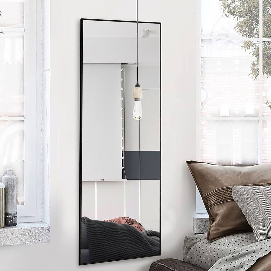 KIAYACI Full Length Floor Mirror with Stand 47"x16" Large Wall Mounted Full Body Mirror Horizonta... | Amazon (US)
