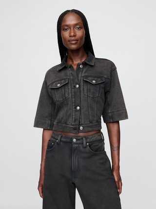 Heavyweight French Terry Denim Crop Jacket | Gap (US)