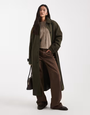ASOS DESIGN longline car coat in olive | ASOS (Global)