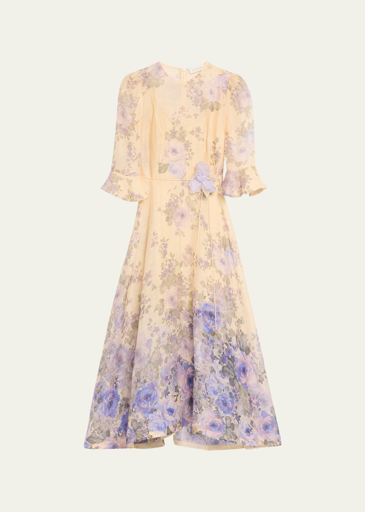 Zimmermann Lyrical Flare-Sleeve Midi Dress | Bergdorf Goodman