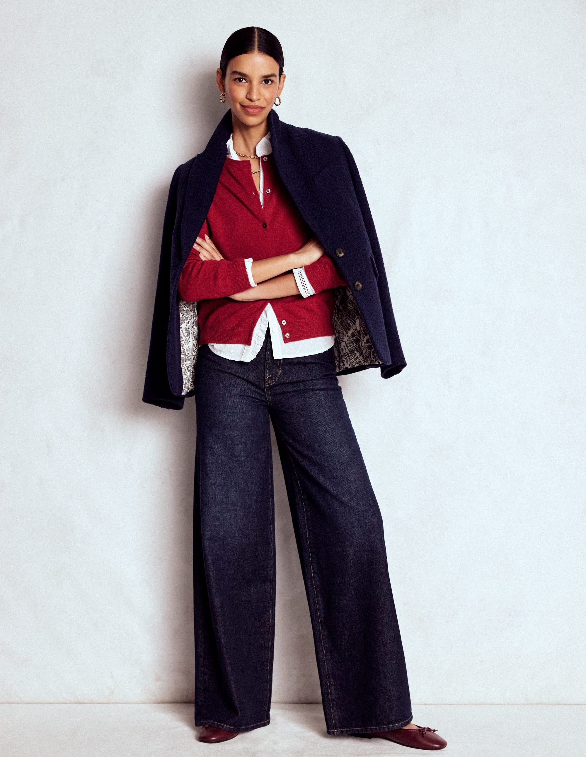 Eva Cashmere Crew Cardigan-Red Liquorice | Boden (US)