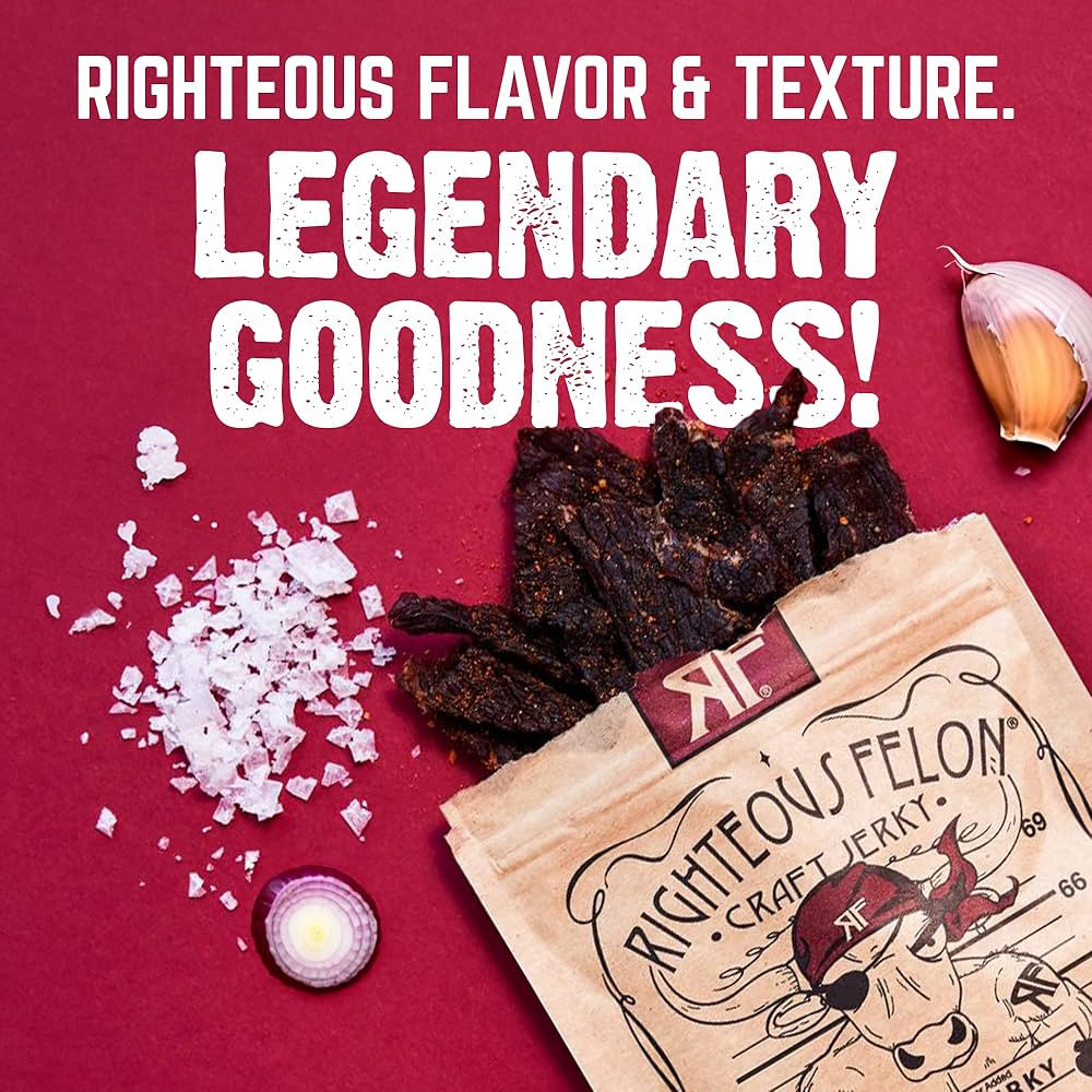 Righteous Felon Beef Jerky Variety Pack | Gluten Free Beef Jerky Snack Packs for Adults | High Pr... | Amazon (US)