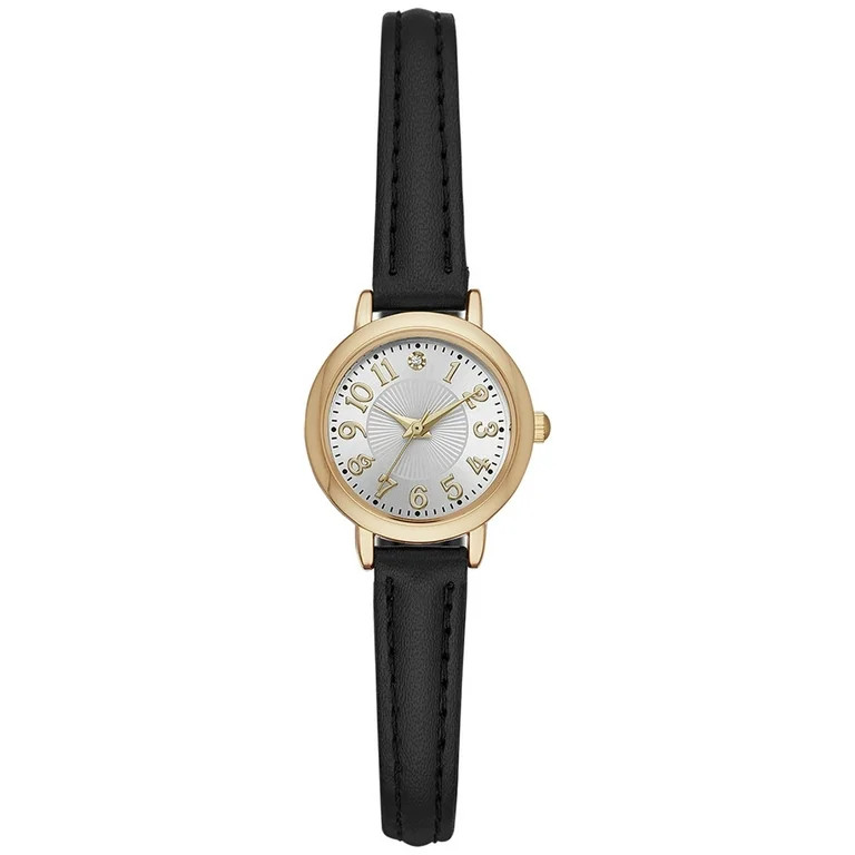 Time and Tru Women's Gold Tone Watch with Faux Leather Strap | Walmart (US)