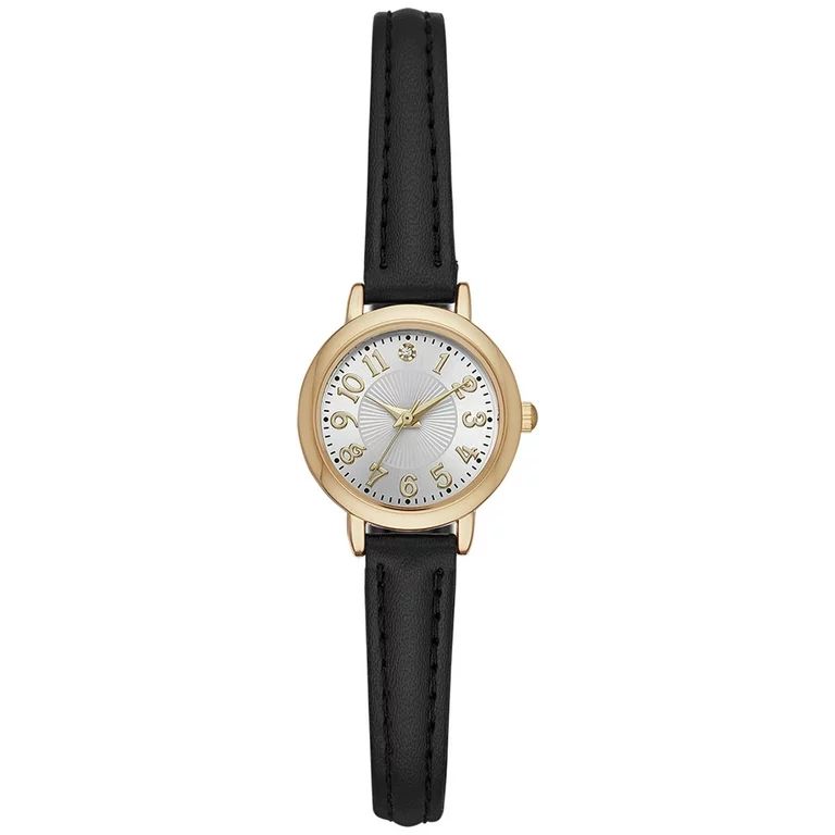 Time and Tru Women's Gold Tone Watch with Faux Leather Strap - Walmart.com | Walmart (US)