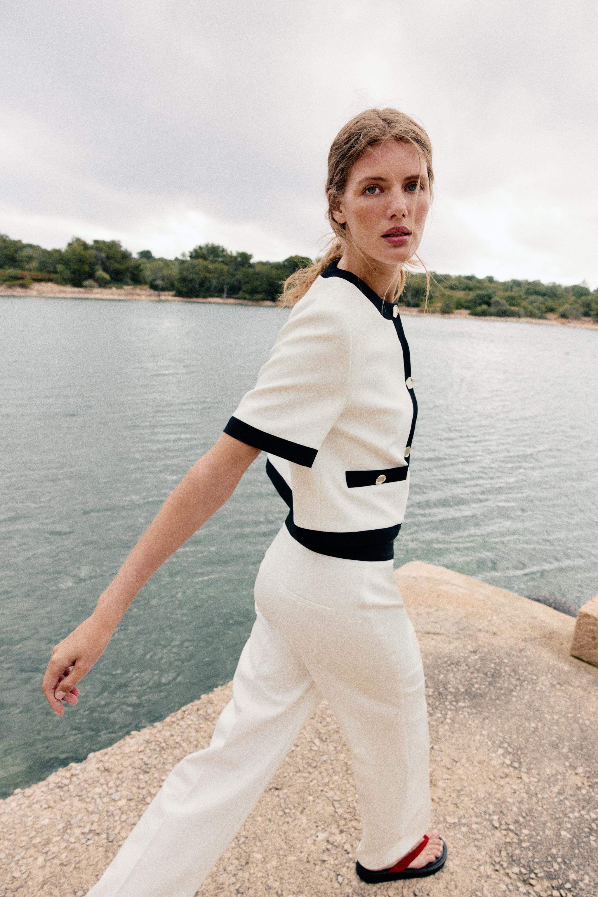 CONTRAST WAIST STRAIGHT PANTS | Zara US