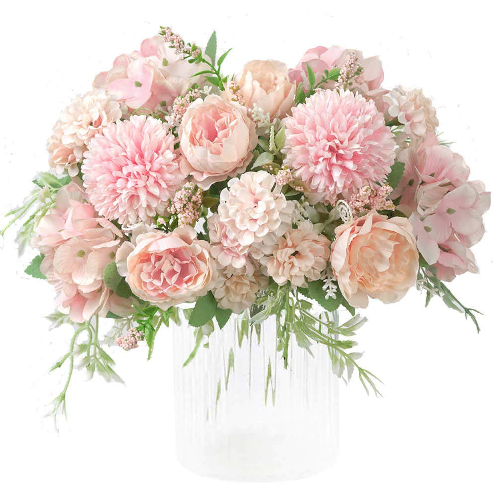 KIRIFLY Fake Artificial Flowers, Peony Silk Hydrangea Bouquet Decor Plastic Carnations Flower Arr... | Amazon (US)
