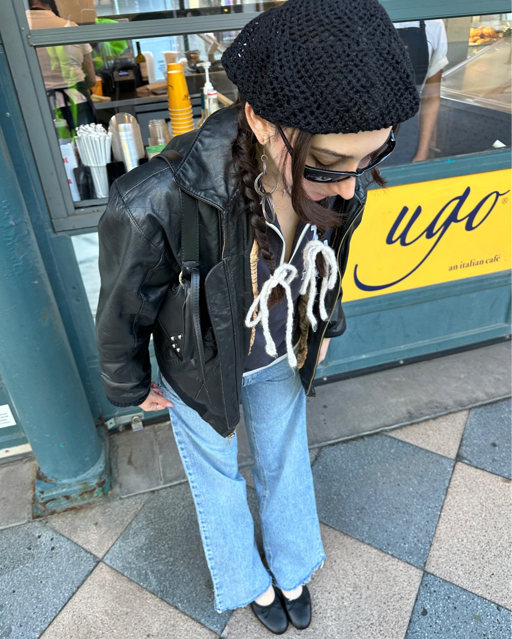 casual winter in la. Og brands:

jacket - hill & archer
pants - unpublished
sweatshirt - none (thrifted)
glasses - shop tunnel vision