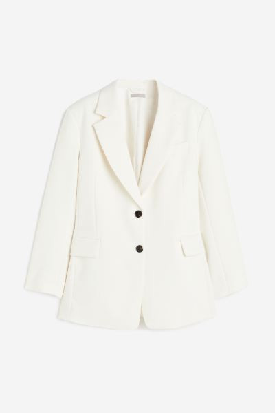 Oversized Twill Blazer - Long sleeve - Long - White - Ladies | H&M AU | H&M (AU)