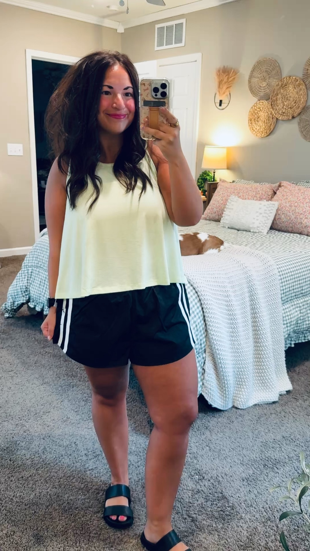 Nothing better than an easy summer outfit 💛 Bright tank + shorts = effortless, comfy, and ready for anything the day brings ☀️

sandals: sold out, but linking similar options below!
shorts: fit true to size // wearing a large
tank: fits true to size (very loose & flowy fit) // wearing a large 

 #LTKootd #LTKMidsize