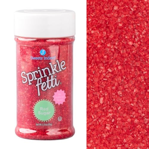 Sweets Indeed Red Decorating Sugar, Dye Free, Edible Sprinkle Mix, Perfect for Cake Decorations, Baking, Ice Cream, Cookies, Cupcake Topper 3.35 ounces | Amazon (US)