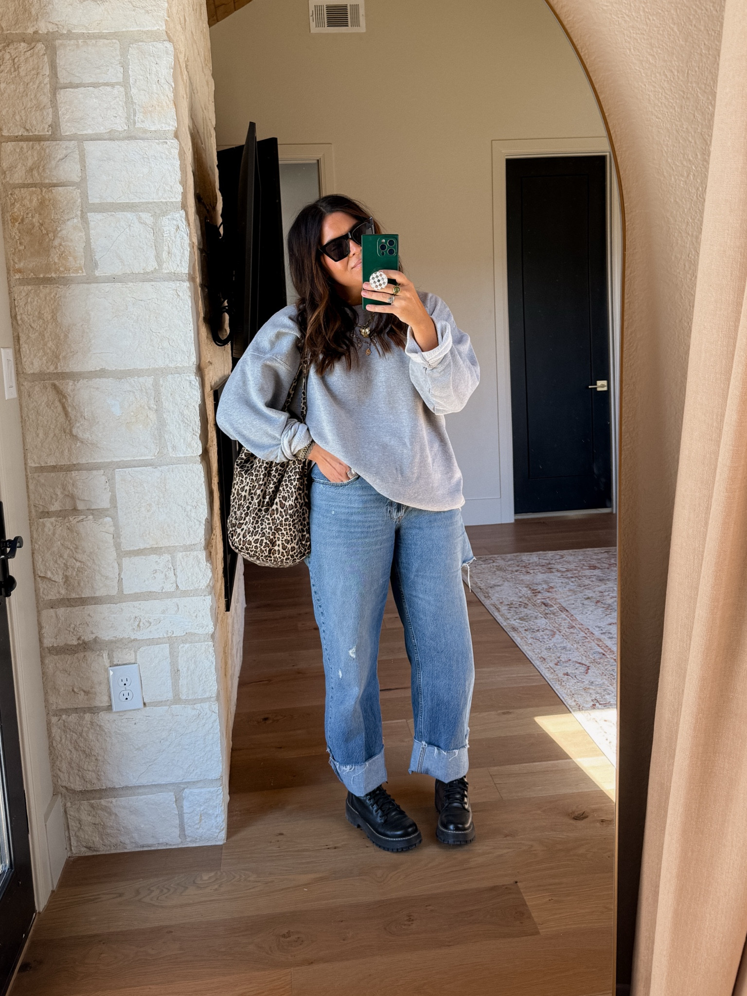 Basics but not boring. 
Men’s hands sweatshirt: XXL
Abercrombie Denim: 32 (I rolled my cuffs)
Combat boots: True to size 


#LTKStyleTip #LTKFindsUnder50 #LTKMidsize