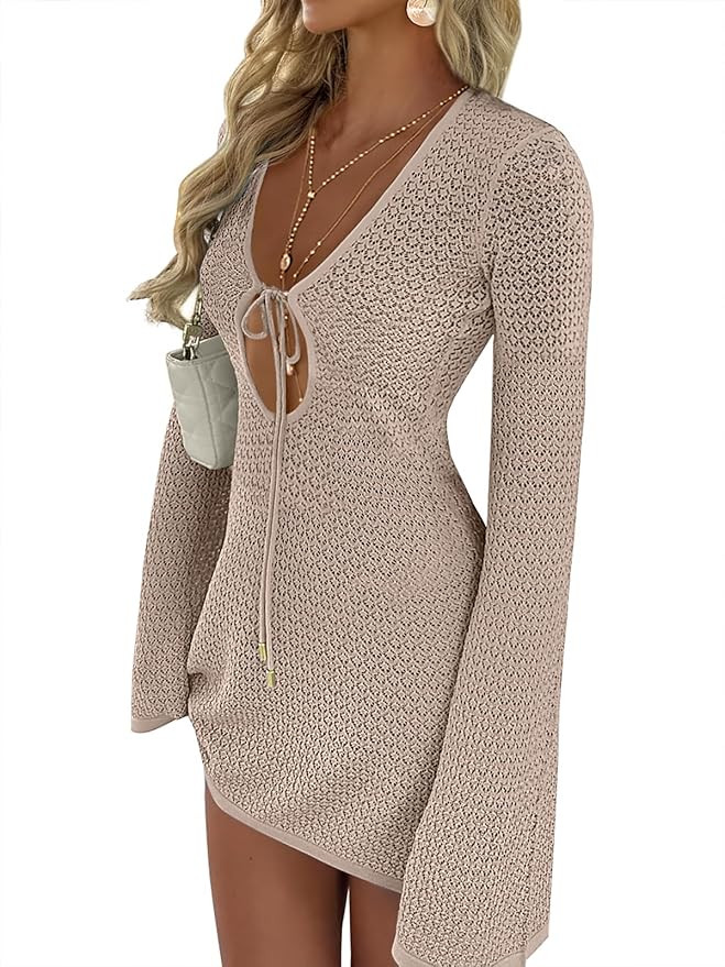 ANRABESS Womens Swimsuit Crochet Swim Cover Up Summer Bathing Suit Swimwear Hollow Out Mesh Knit ... | Amazon (US)