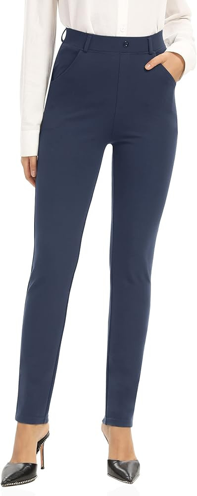 UUE Dress Pants for Women Business Casual Stretch Pull On Women's Work Pants with Pockets Straigh... | Amazon (US)
