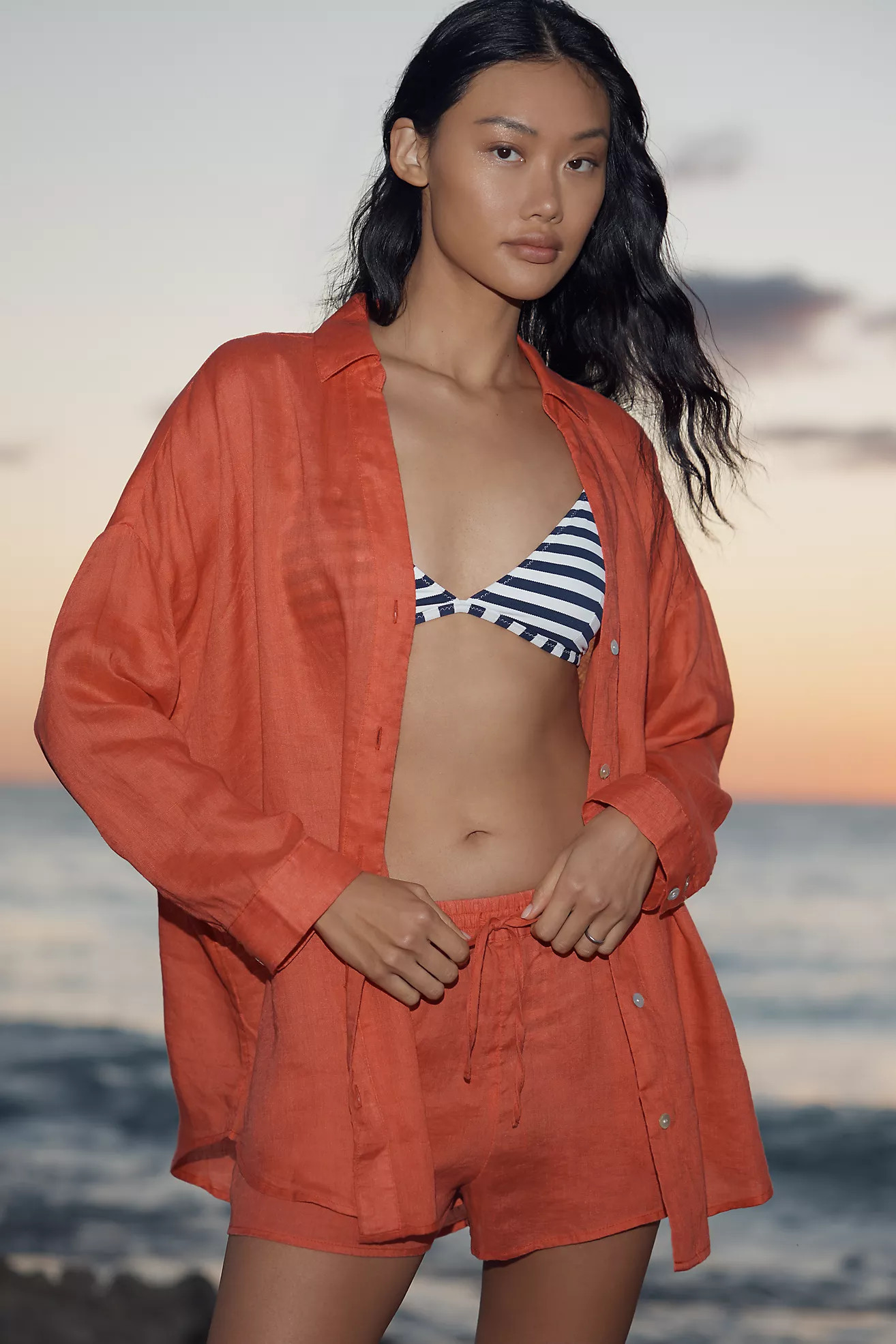 LSPACE Rio Linen Buttondown Tunic Top | Anthropologie (US)