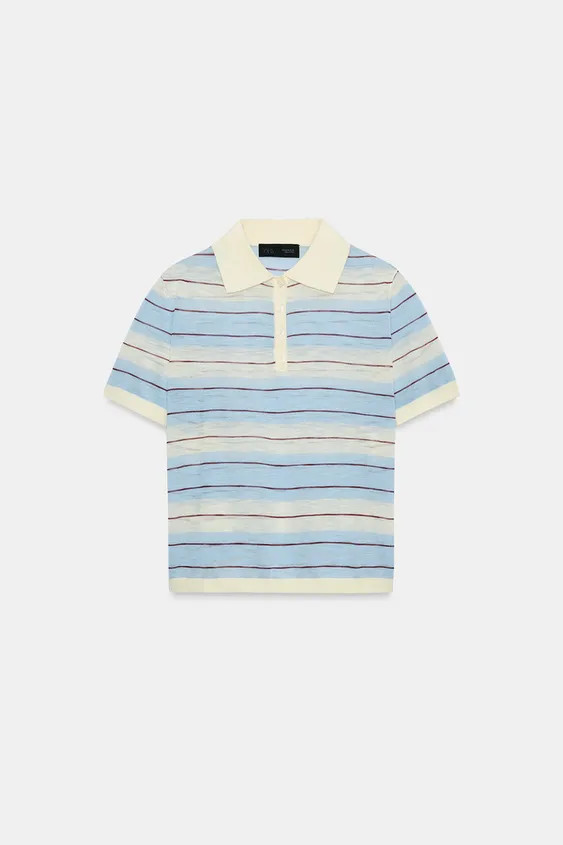 STRIPED KNIT POLO SHIRT | Zara UK