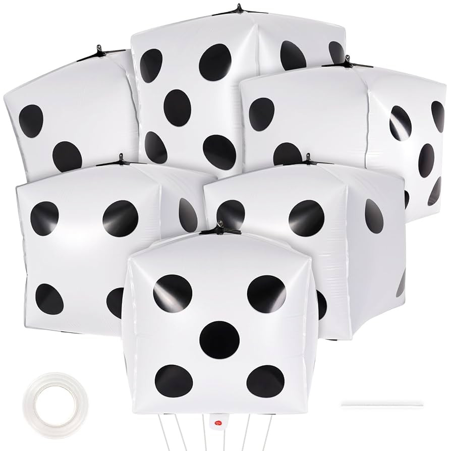 6 Pcs Large Dice Balloons,24 Inch Cube Foil Balloons,Dice Party Decorations,Inflatable Dice 4D Al... | Amazon (US)