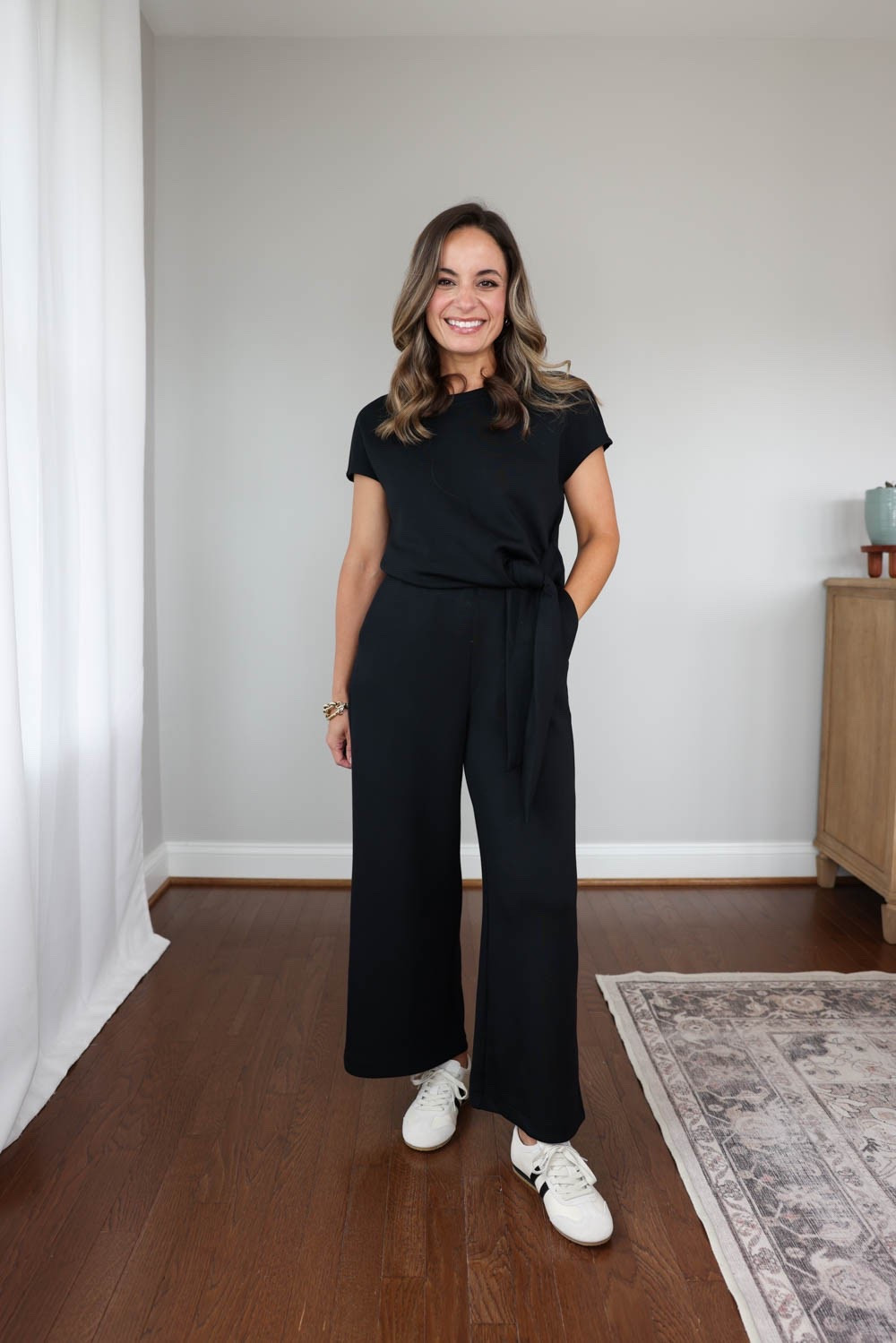 A look at the fit of a few AirEssentials pieces from Spanx on my petite frame! 

Jumpsuit: petite xs - size down if between sizes 

Straight pants: petite xs - 26” inseam 
Sweatshirt: xs - size down if possible

#LTKPetite