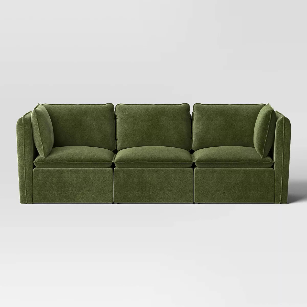 3pc Haven French Seam Modular Sectional Velvet Dark Green - Threshold™ | Target