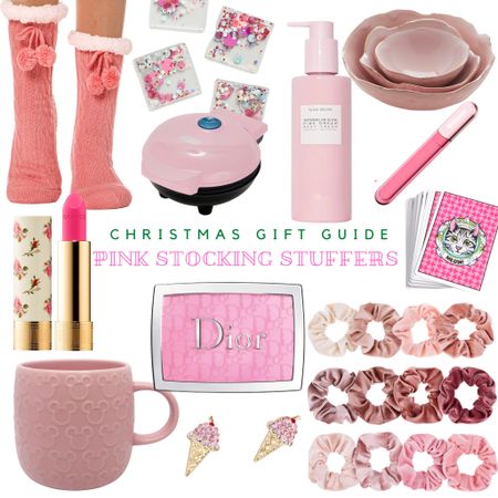 Christmas Gift Guide - Pink Stocking Stuffers 

Gifts for girls, gifts for women, gifts for friends, pink winter socks, pink lipstick, Sephora finds, Mickey Mouse mug, ice cream stud earrings, pink blush, pink scrunchies, pink cat playing cards, pink nail file, pink trinket dish, pink nesting flower dishes, watermelon pink lotion, pink waffle maker, pink confetti coasters 

#LTKunder50 #LTKhome #LTKunder100