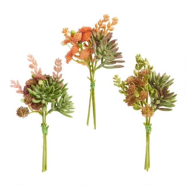 Faux Mixed Succulent Bunches Set Of 3 | World Market