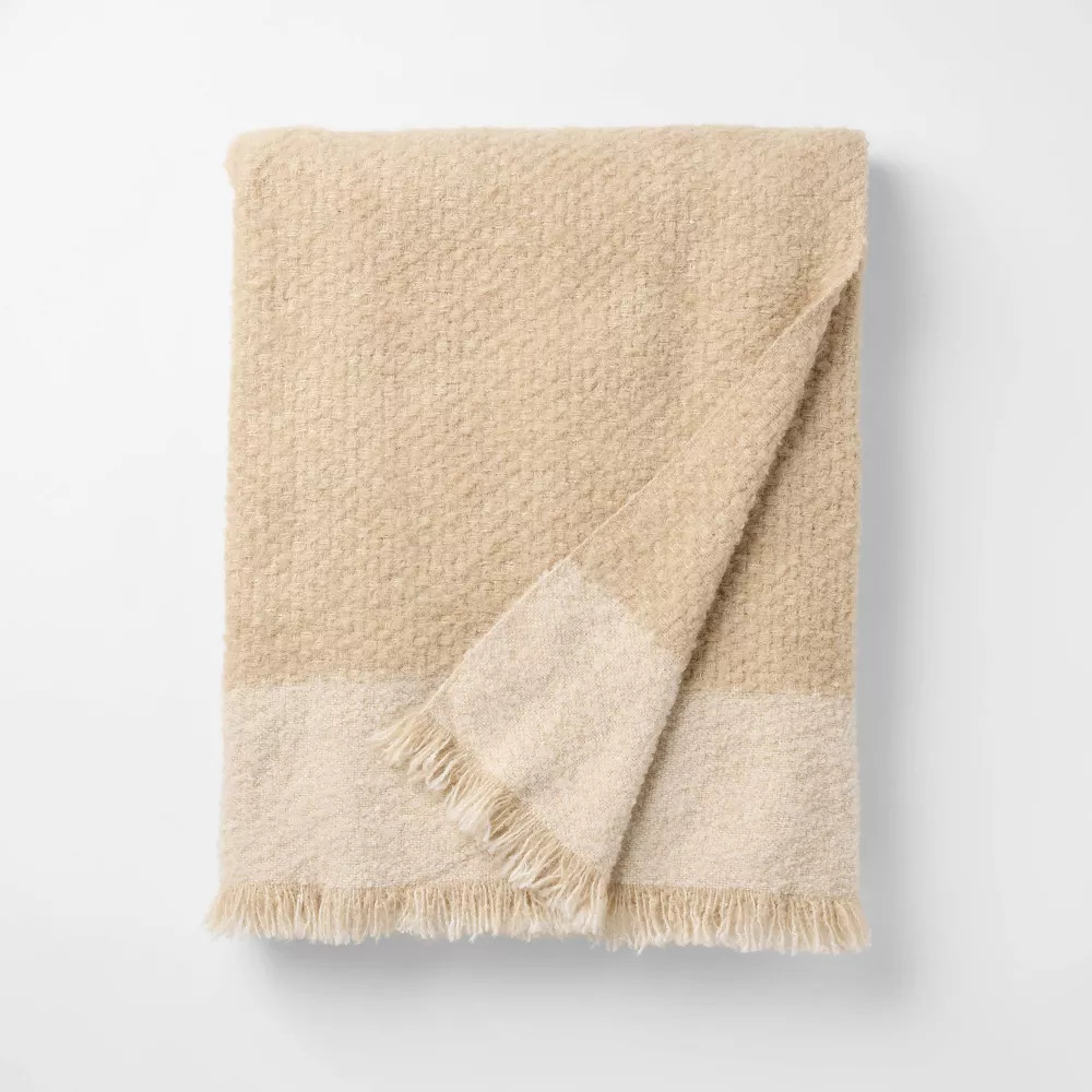 50"x60" Tonal Woven Boucle Throw Blanket Cream - Threshold designed with Studio | eBay US