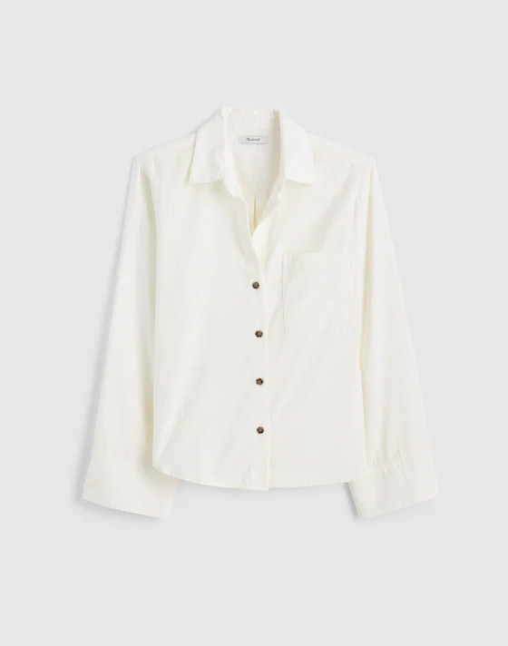 Easy Y-Neck Button-Up Shirt in Corduroy | Madewell