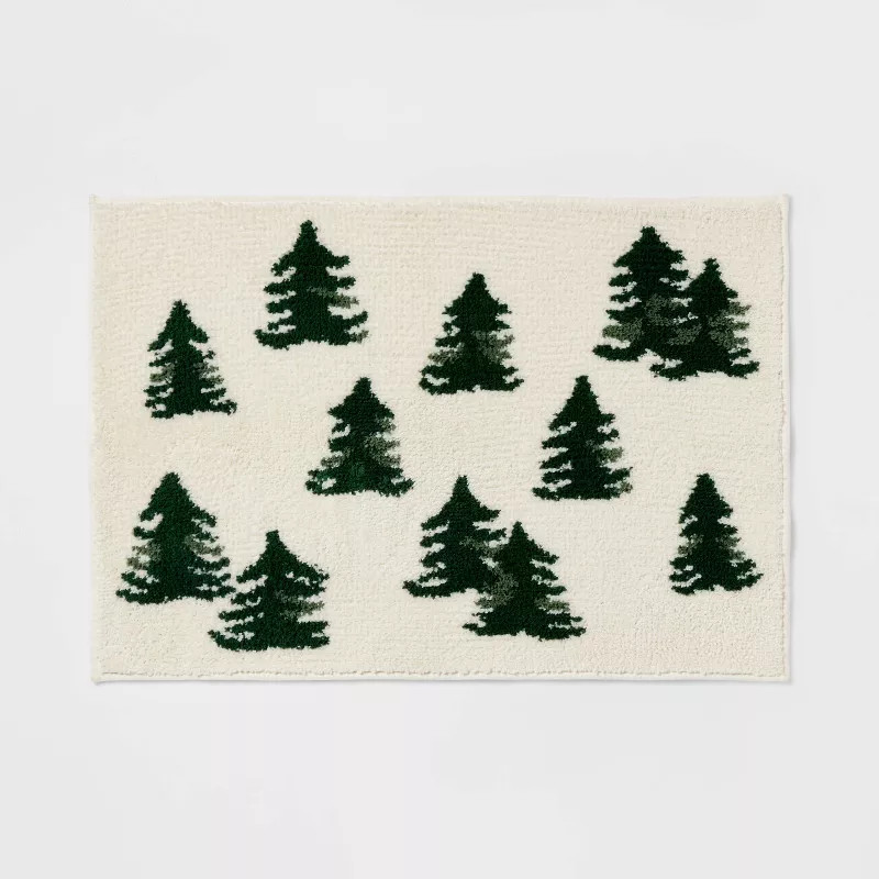 20"x30" Trees Christmas Bath Rug Forest Green - Threshold™ | Target