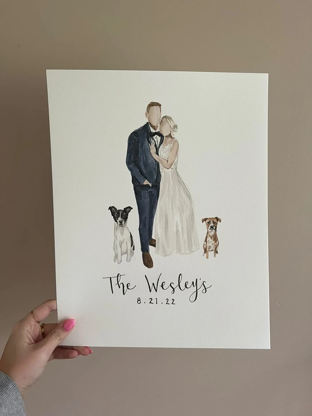 Watercolor Faceless Portrait Wedding Portrait - Etsy | Etsy (US)