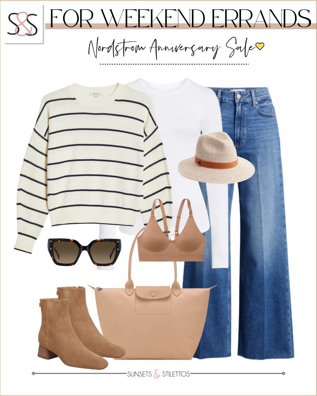 My weekend errand outfit just got a serious upgrade thanks to the Nordstrom Anniversary Sale, and wide leg jeans with a striped sweater and tan ankle boots is honestly the casual fall combo I keep reaching for.

#LTKSaleAlert #LTKOver40 #LTKSeasonal