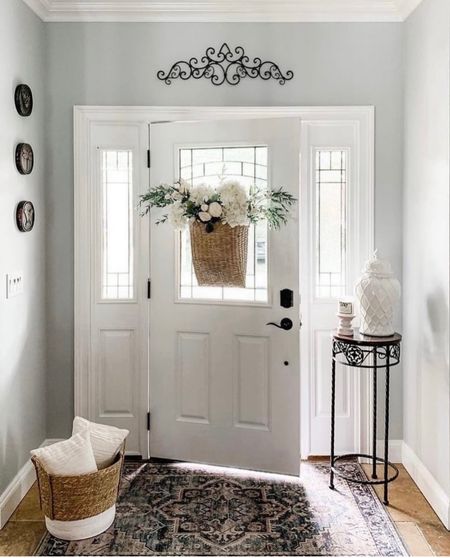 Ballard Design 25% off sitewide sales with free shipping! Entryway, foyer styling. Shop my hanging basket on sale with free shipping, area rug, greenery, white hydrangeas, plant stand,  baskets, temple jars.  home decor accessories. Walmart, Amazon home. 

#LTKsalealert #LTKhome #LTKfindsunder50