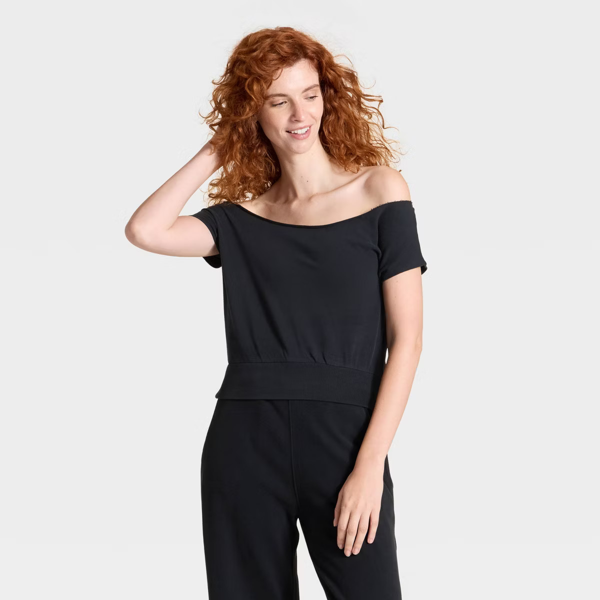 Women's Short Sleeve Off the Shoulder Suede Top - Universal Thread™ | Target