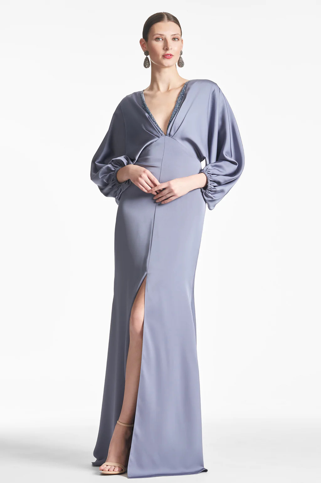 Satin Gabby Gown - Cool Grey | Sachin & Babi