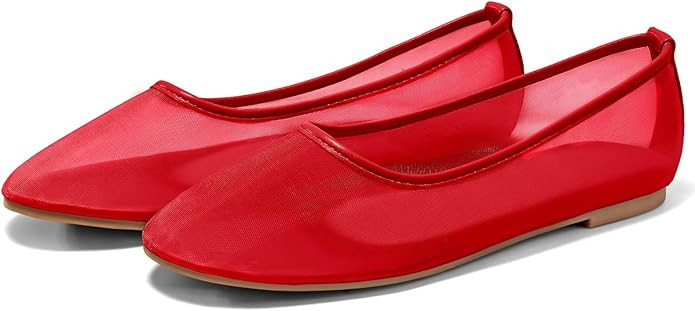 Coutgo Womens Mesh Ballet Flats Slip on Ballerina Flats Comfortable Casual Work Dress Shoes | Amazon (US)