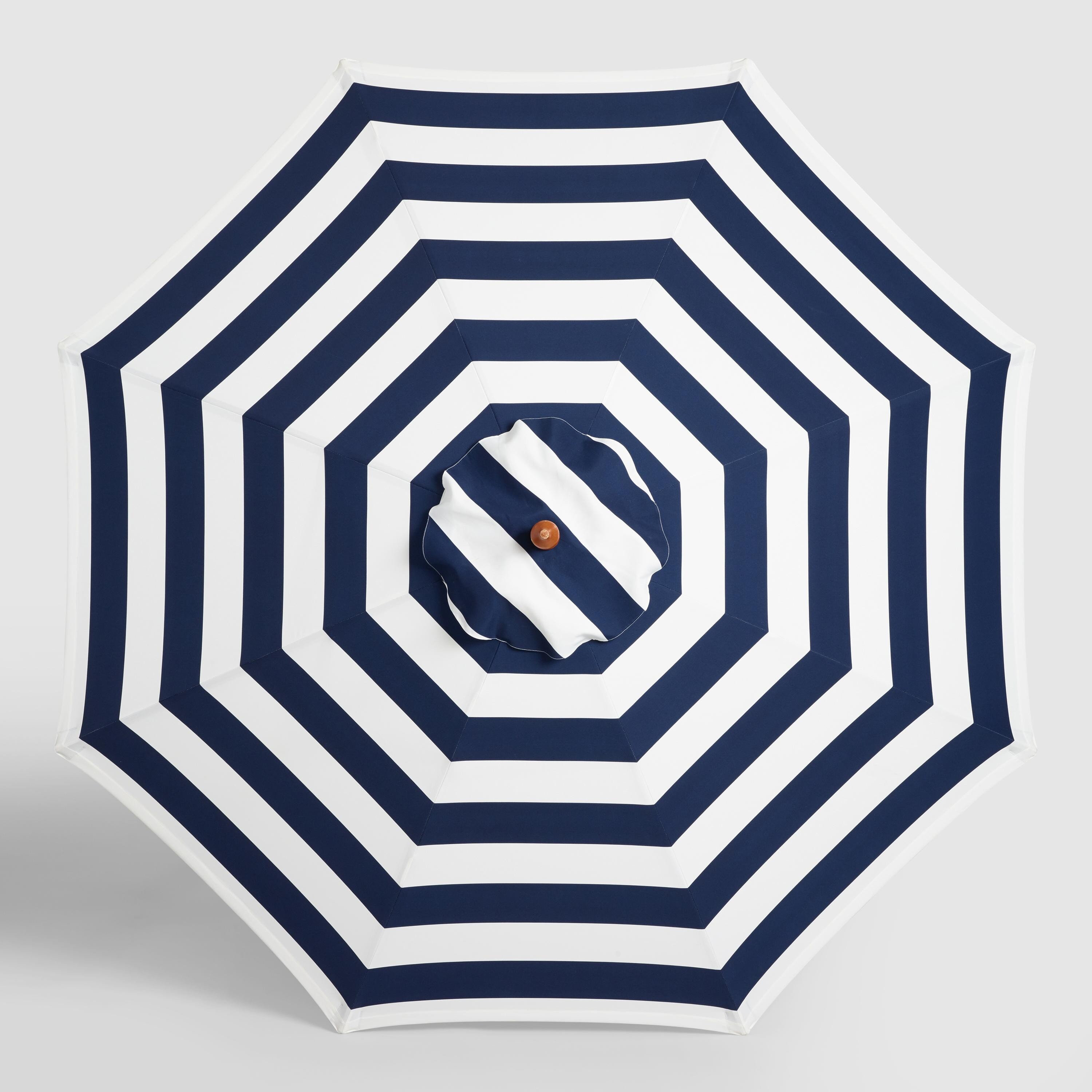 Navy Awning Stripe 9 ft Umbrella Canopy | World Market