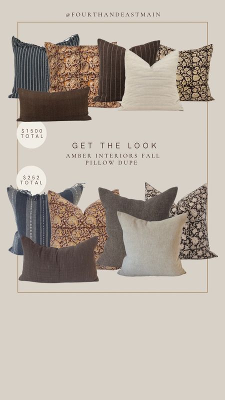 get the look // amber interiors dupe fall pillow set $1500 vs $252 for the entire set

amber interiors 
fall pillow
affordable pillows 
amber interiors dupe 

#LTKhome