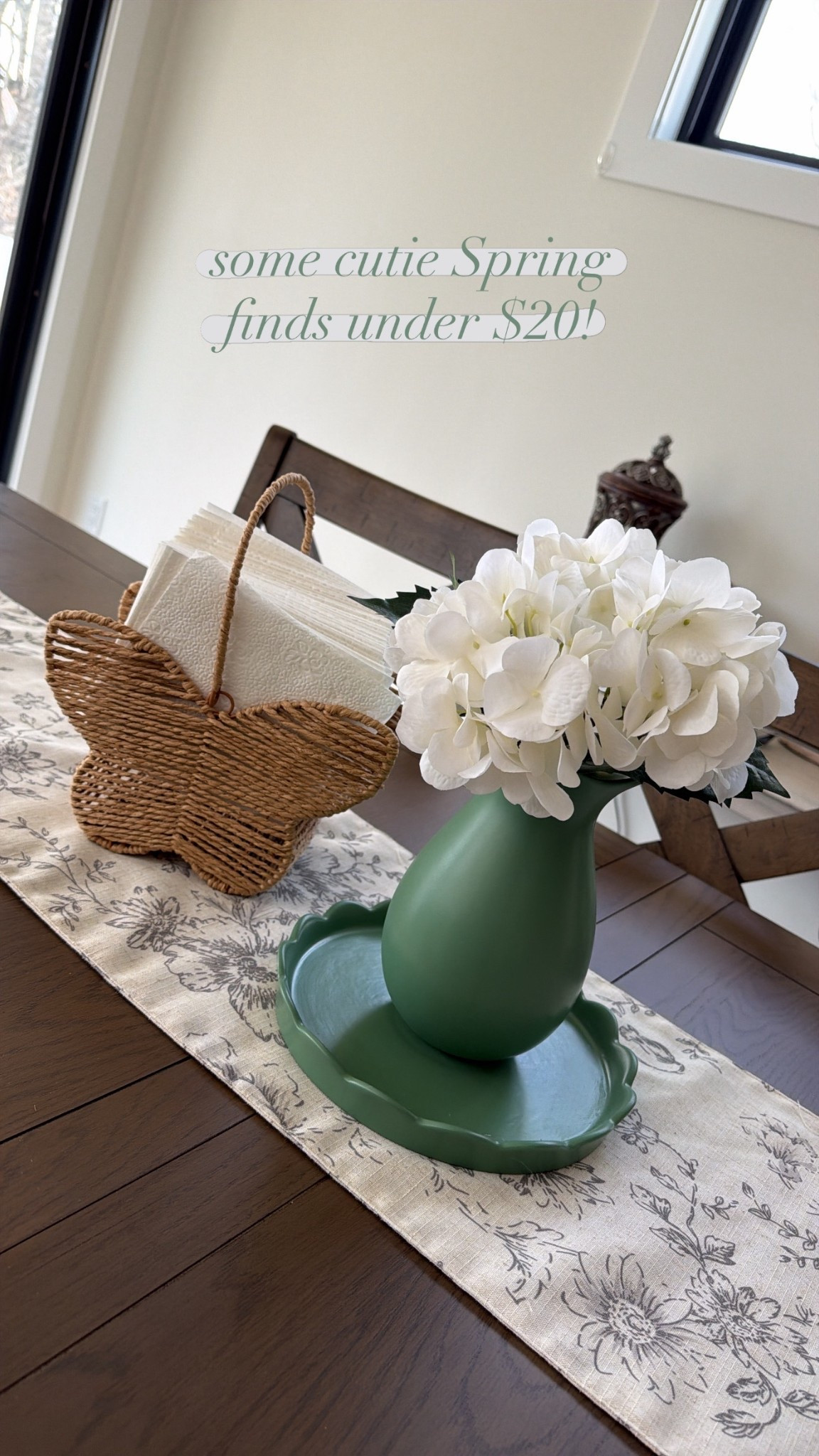 Spring home decor under $20!

Love this green vase with faux gardenias!

The butterfly basket was in the dollar bin area, but I’ve linked similar!



Home decor, spring decor, target finds, Easter basket, faux flowers

#LTKspring #LTKHome