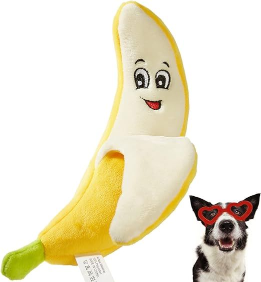 CHEWFFON Dog Toys, Dog Banana Toy, Dog Plush Toy, Squeaky Dog Toys, Dog Chew Toys, Dog Stuffed To... | Amazon (US)