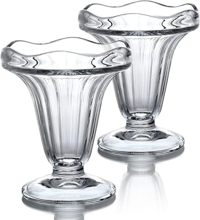 kanpura 2-Piece 5 oz Crystal Art Deco Ice Cream Bowl Set, Thicker Bottom, Freezer Safe, Dishwashe... | Amazon (US)