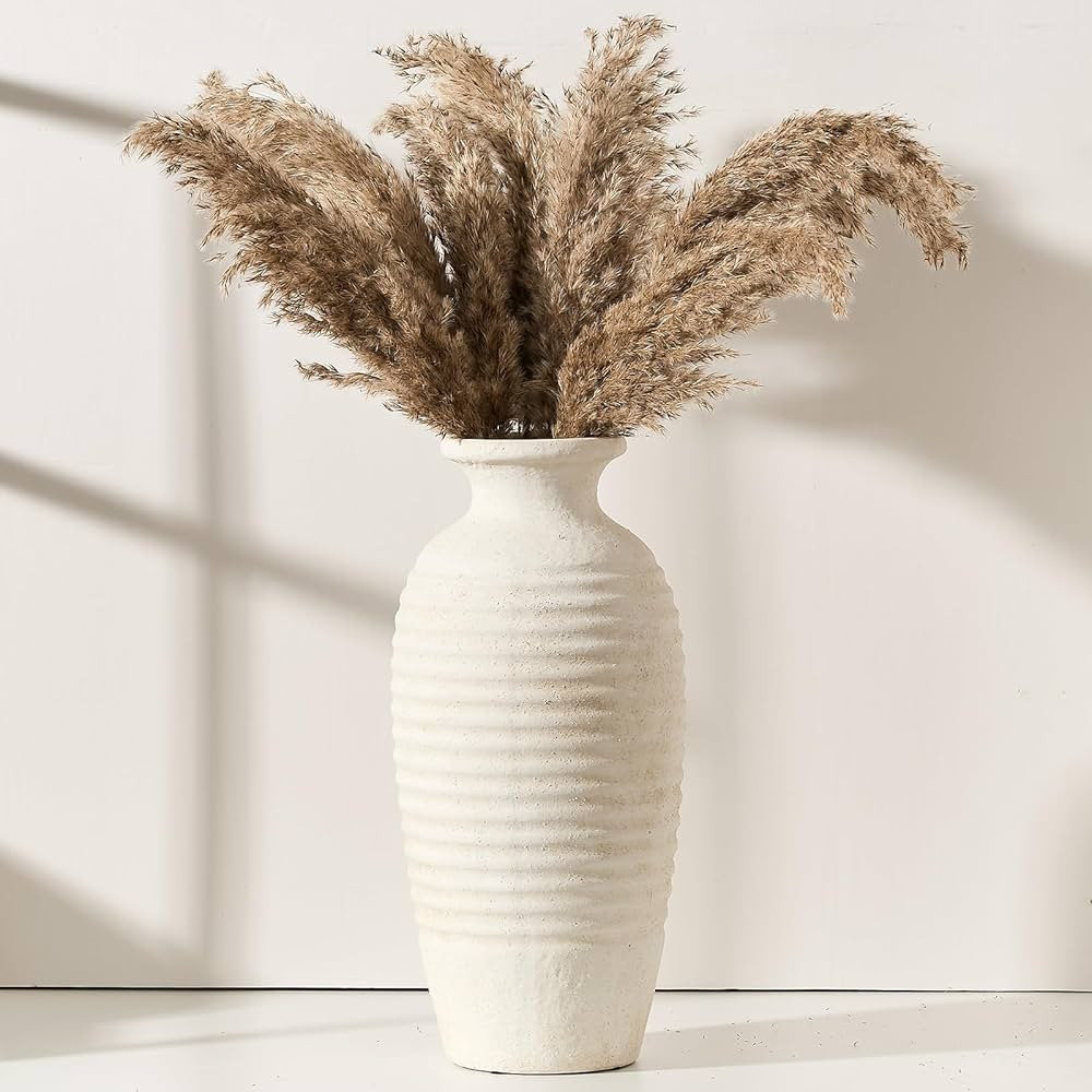 Ceramic Natural Rustic Vase, 14.4 Inch Large Vintage Flower Threaded Decorative Farmhouse Tall Va... | Amazon (US)